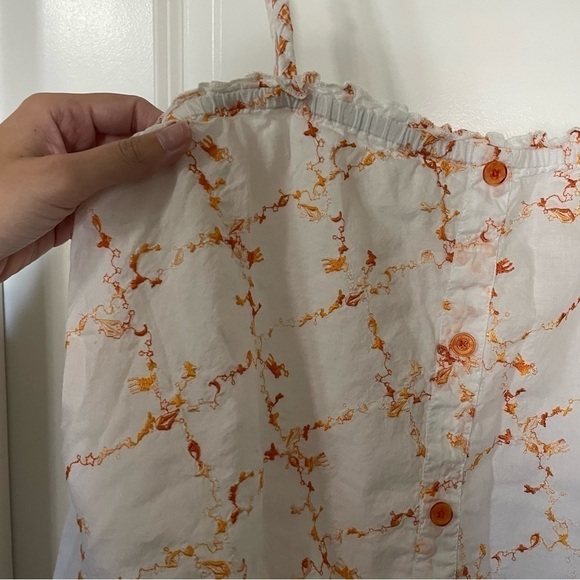 Volcom White with Orange Embroidered Pixie Dust Button Front Cami Tank - Picture 3 of 10